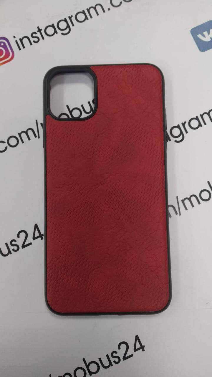 Чехол iPhone 11 Pro Max Под кожу силикон красный
