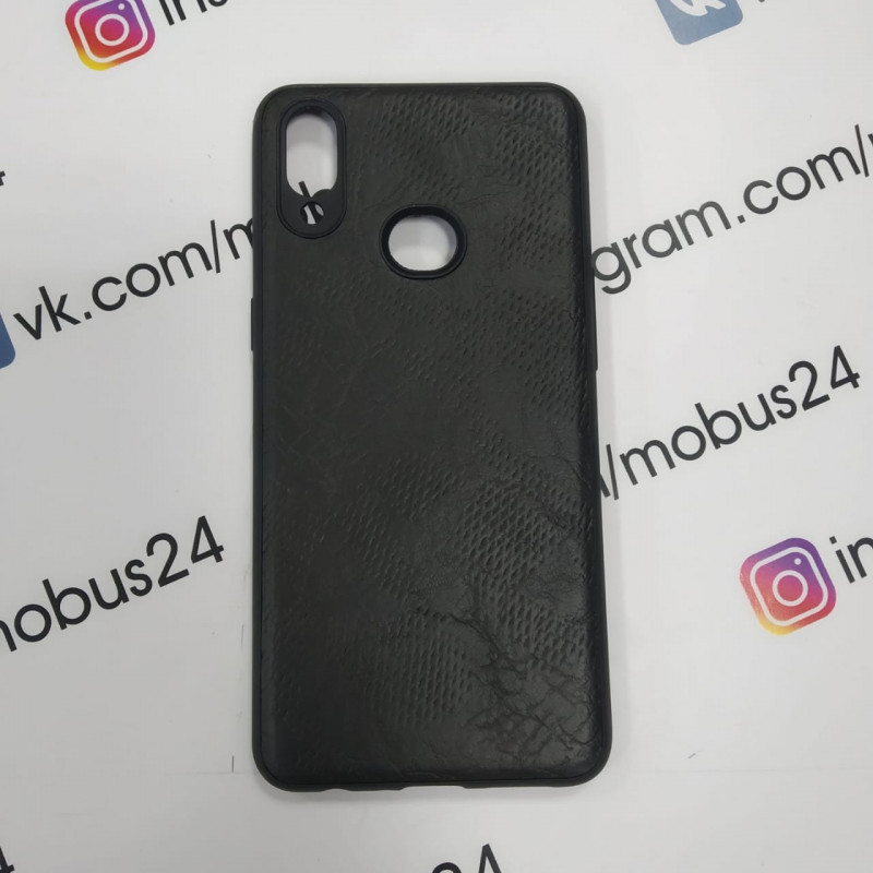 Чехол Samsung A10S (2019) Под кожу силикон черный
