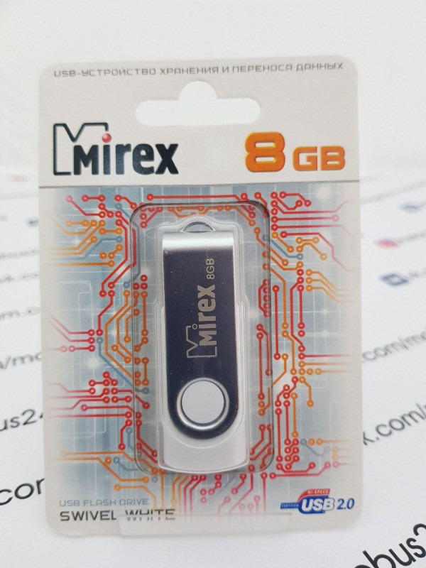 USB 8GB Mirex SWIVEL WHITE