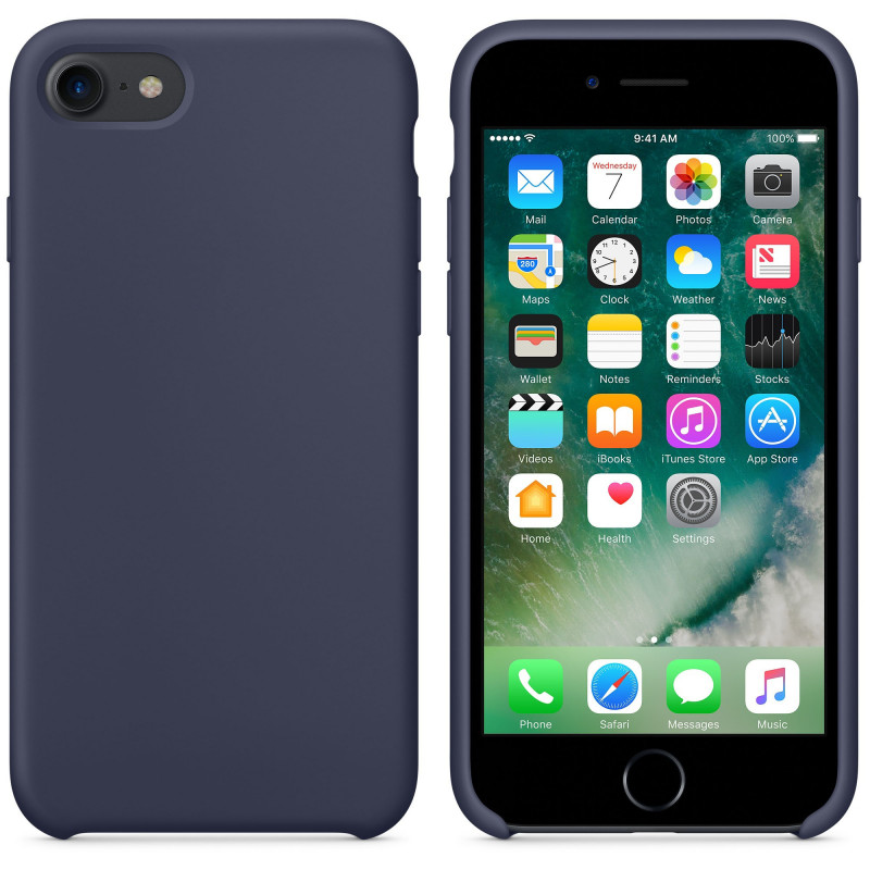 Чехол iPhone 7 8 Silicon Case темно-синий меланж
