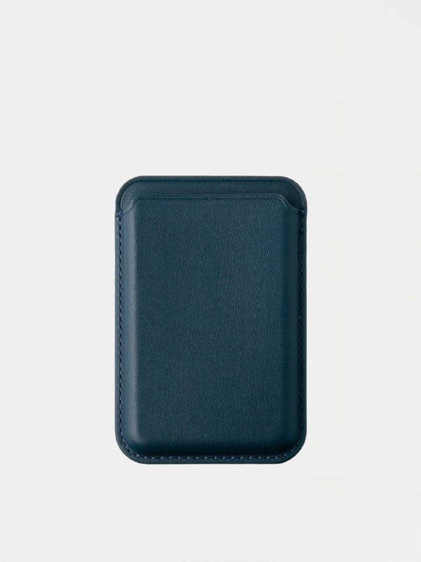 Магнитный кошелек кожаный без яблока MagSafe синий