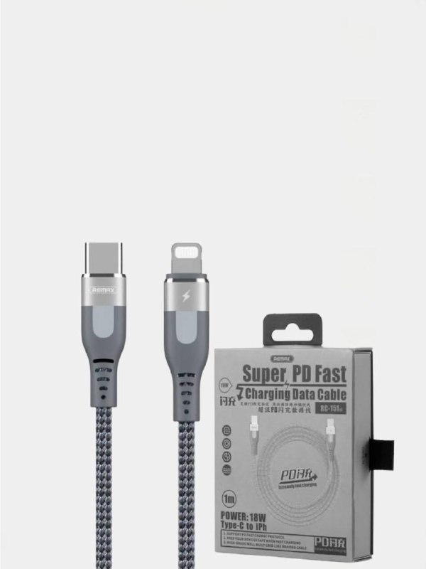 Кабель USB type-c/lightning Remax RC-151 1000 мм черный