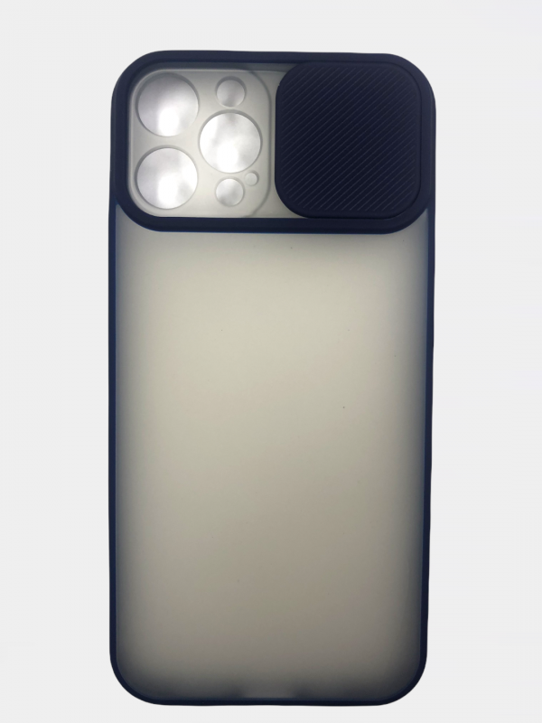 Чехол iPhone 12 Pro Max 6.7" матовый с защитой у камеры (раздвижное окно) синий